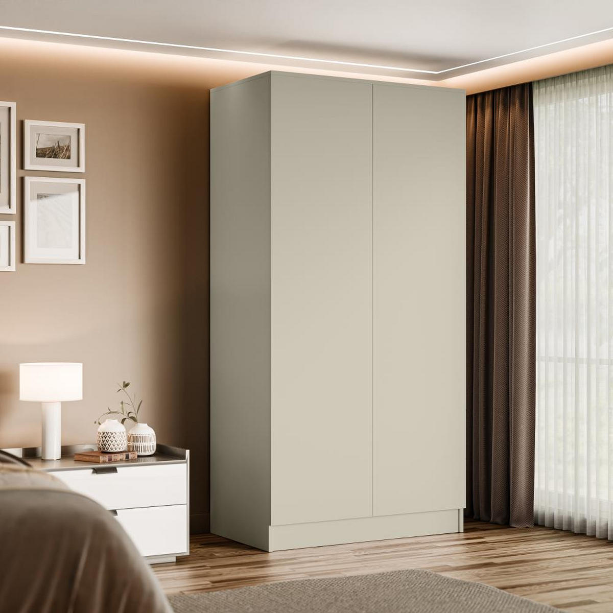 DREHTÜRENSCHRANK Look 90/180/50 cm 2-türig kaschmir - Kaschmir, Holzwerkstoff (90/180/50cm) - Beautysofa