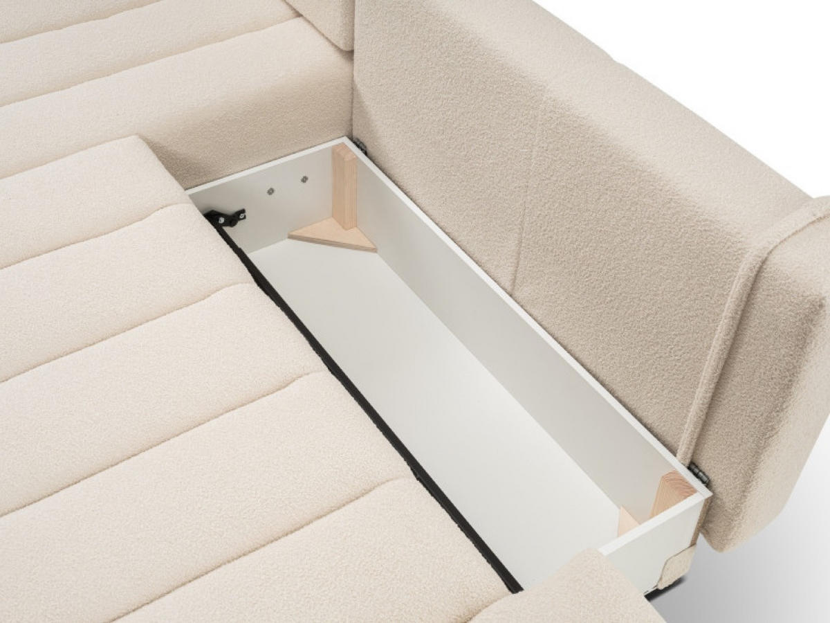 ECKSOFA Creme ALOO Mit Schlaffunktion Links Stoff Bouclé - Beige, Textil (276/176cm) - Sepro Meble