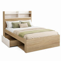 BETT mit Stauraum 90x190 cm Holz Weiß/Eiche - Weiß, Holzwerkstoff (90/190cm) - Meubliv