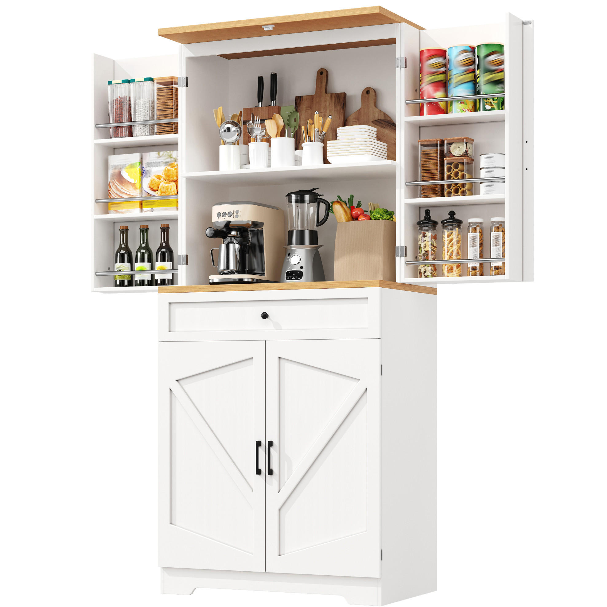 KÜCHENSCHRANK mit Schubladen 80x40x180 cm Weiß - Weiß, Holzwerkstoff (40/180/80cm) - Meubliv