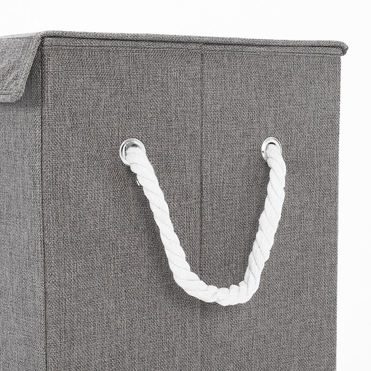 WÄSCHEKORB mit Deckel und Griffe in Hellgrau Faltbarer Schlichtes Design Leicht und mobil 40 x 30 x 60 cm - Grau, Textil (40/60/30cm) - Livingandhome