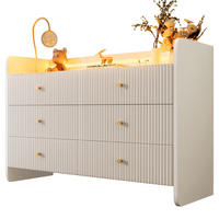 SIDEBOARD aus Spanplatte und Metall 40x120x75 cm Weiß mit LED-Beleuchtung und 6 Schubladen - Weiß, Holzwerkstoff (120/75/40cm) - IVMEU