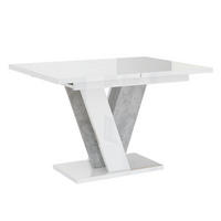ESSTISCH Ausziehbar 120 - 160 cm Weiß Hochglanz und Betonoptik - Weiß Hochglanz/Grau, Holzwerkstoff (120/90/75cm) - PROSPERO