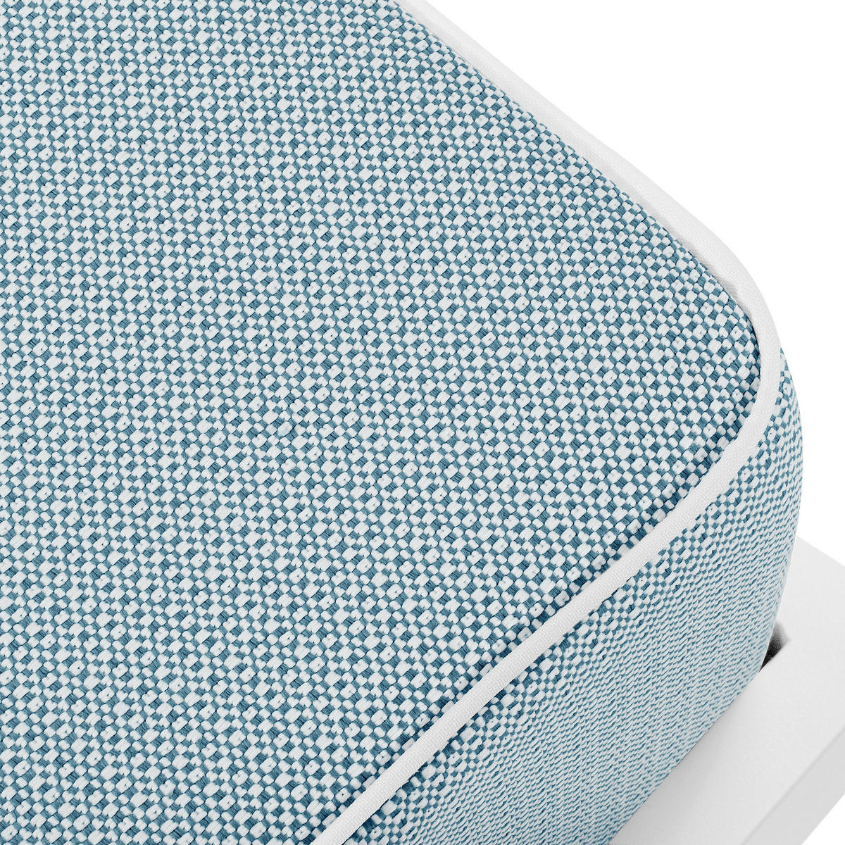 GARTENLOUNGE-HOCKER TRIGLO auf Metallfüßen, Modern, Weiß - Blau/Weiß, Textil/Metall (69/44/54cm) - KONSIMO®