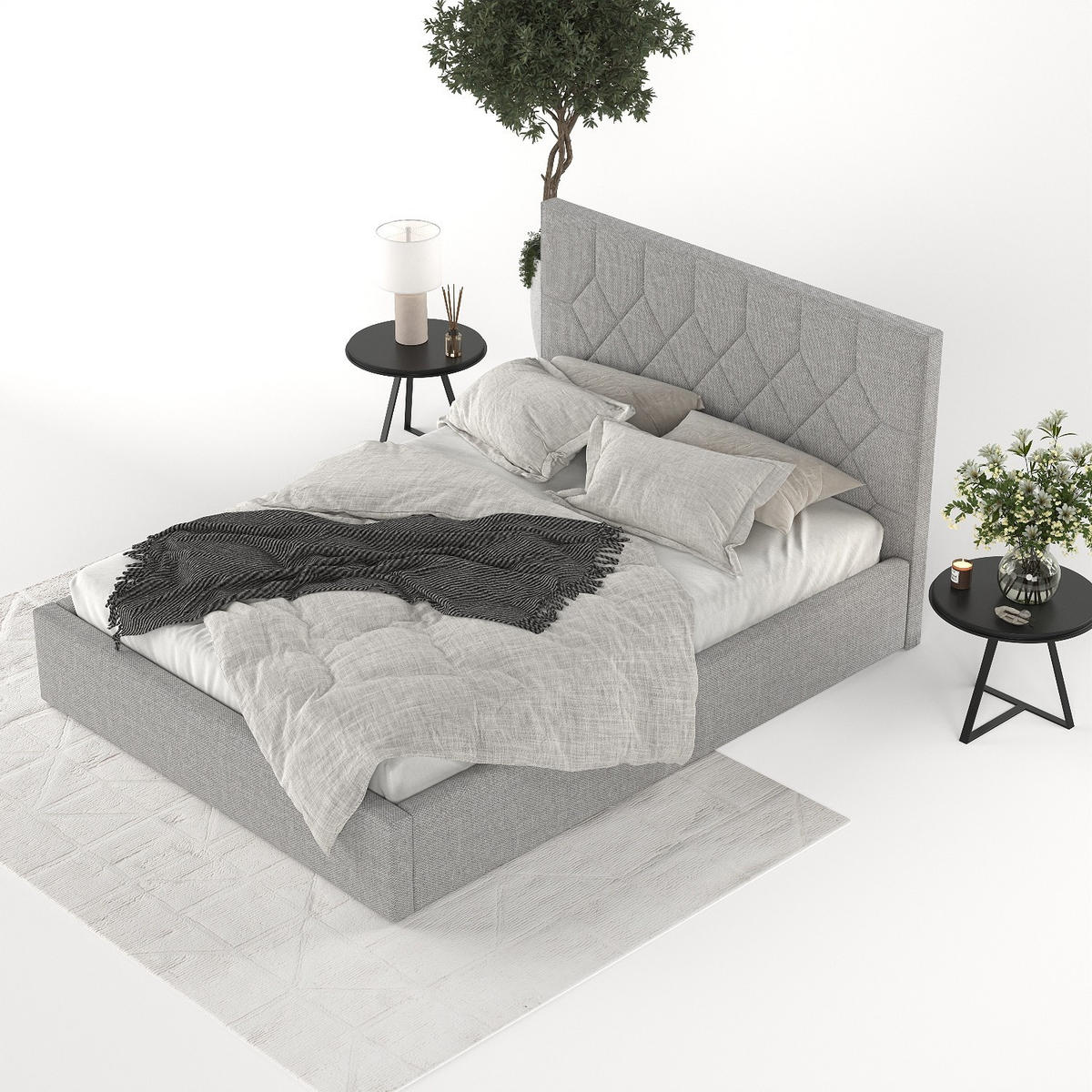 POLSTERBETT Brisa 140/200 cm Hellgrau im Inari Stoff - Hellgrau/Schwarz, Holz/Holzwerkstoff (140/200cm) - AltaBeds