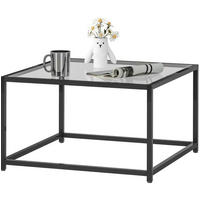 KONFERENČNÍ stolek 68/68/39 cm černý z tvrzeného skla se stabilní ocelovou konstrukcí - černá, sklo (68/68/39cm) - OKWISH