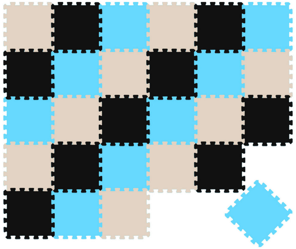 SPIELMATTE ab Null - 270/90 cm Puzzlematte Schwarz - Multicolor, Kunststoff (30/30cm) - Littletom