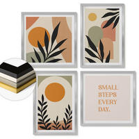 WANDBILDER 4er Set - 50x50 cm & 40x60 cm Silberner Rahmen - Abstrakte Pflanzenmotive - Silberfarben, Kunststoff (50/50cm) - ArtPrintCave