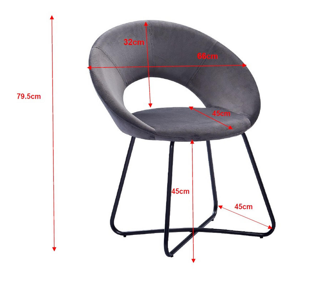 SCHALENSTUHL LENNY - Blau/Goldfarben, Textil/Metall (64/77/46cm) - SAM