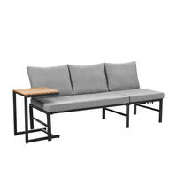 GARTENMÖBEL-SET 3-Sitzer Outdoorsofa mit Liegefunktion, Grau - Beige, Metall - ComfortXL