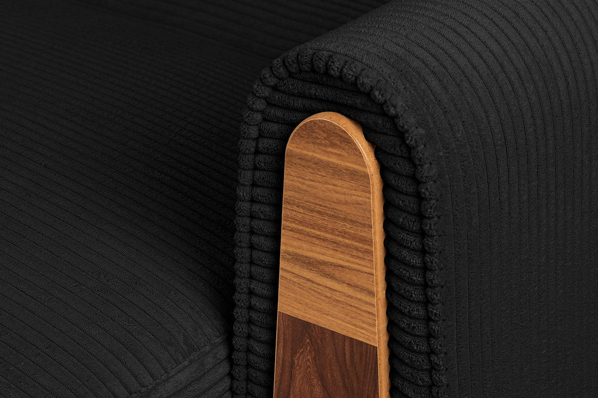 3-SITZER-SCHLAFSOFA GUSTAVO II mit Armlehnen, Schwarz - Schwarz, Holz/Holzwerkstoff (230/98/98cm) - KONSIMO®