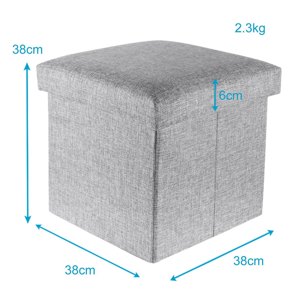 SITZBOX Faltbar 30/30/30 cm (Grau) - Grau, Textil (30/30/30cm) - Intirilife