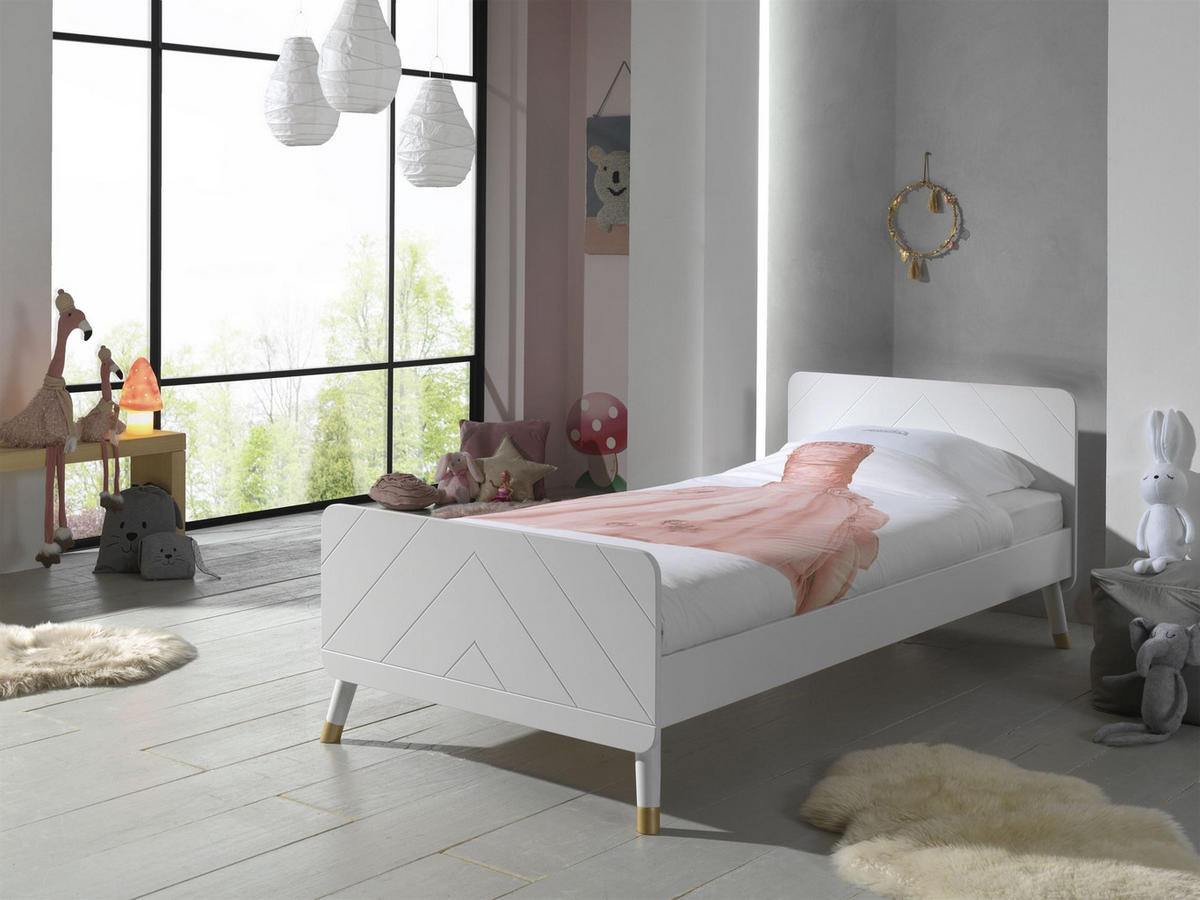 EINZELBETT Kamillah 204x74x95 aus MDF in Satin Weiß - Weiß, Holzwerkstoff (90/200cm) - 58aufmkessel