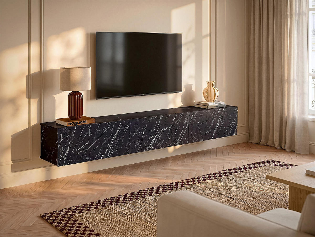 TV-HÄNGESCHRANK - 180 cm x 29.5 cm - holz - schwarz Vikila - Schwarz, Holz (180/29.5/29.5cm) - Vente-Unique