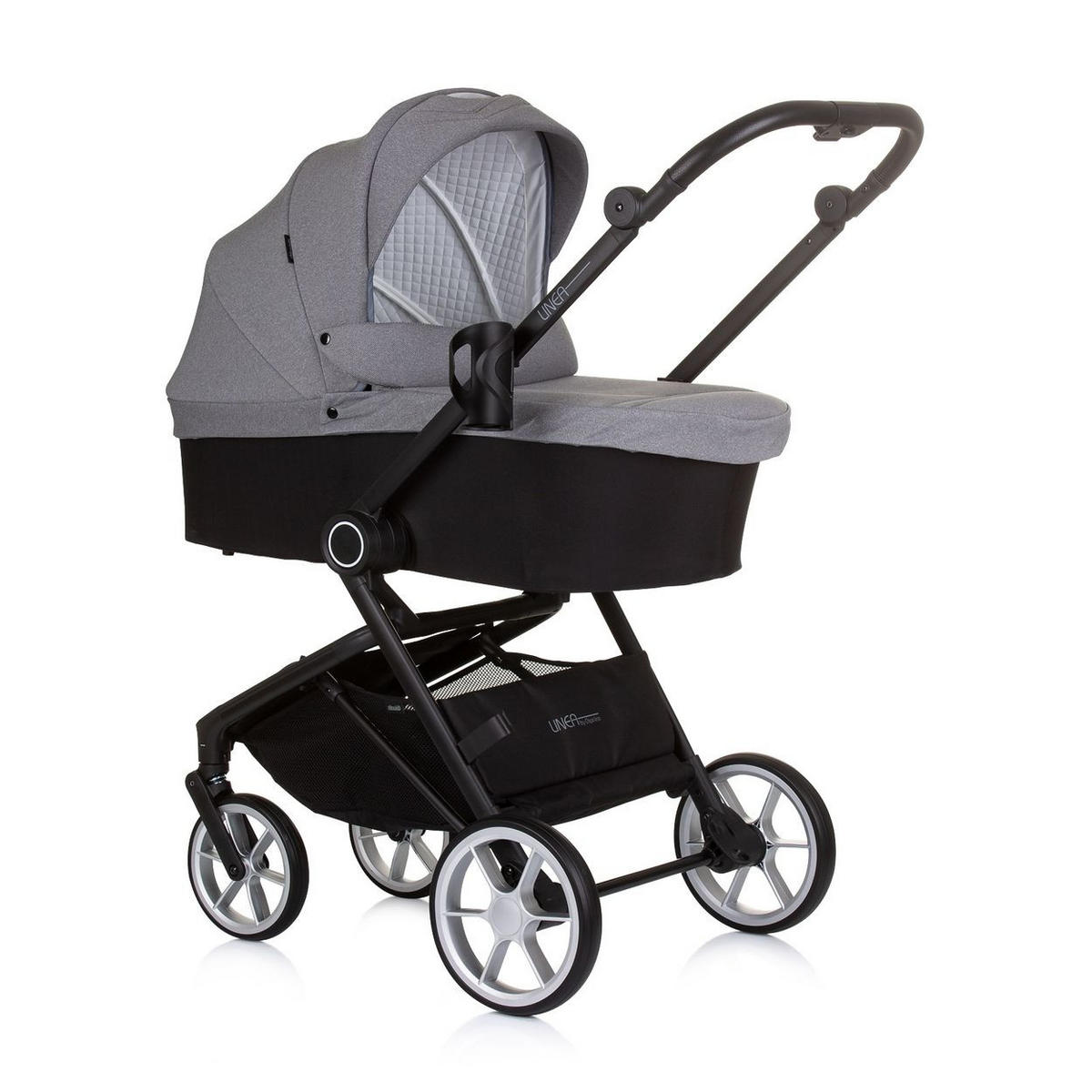 KOMBIKINDERWAGEN Linea 3 in 1 grau Sportsitz, i-Size Babyschale, Babywanne - Grau, Metall (98/58/116cm) - Chipolino
