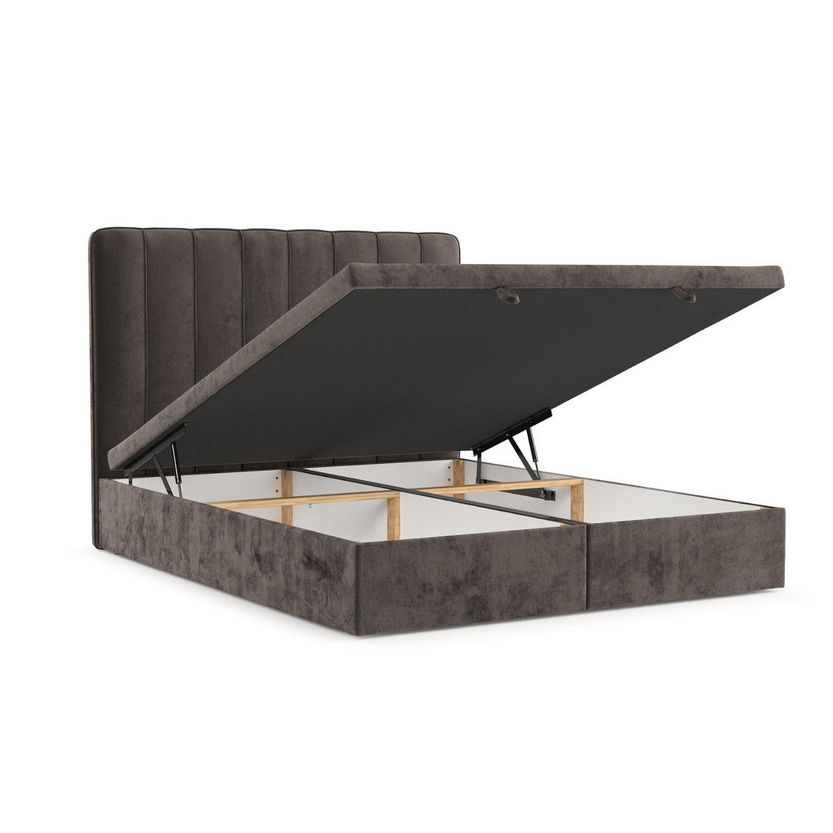 POLSTERBETT Vienna mit Stauraum 180/200 cm Braun im Lotta Stoff - Schwarz/Braun, Holz/Holzwerkstoff (180/200cm) - AltaBeds