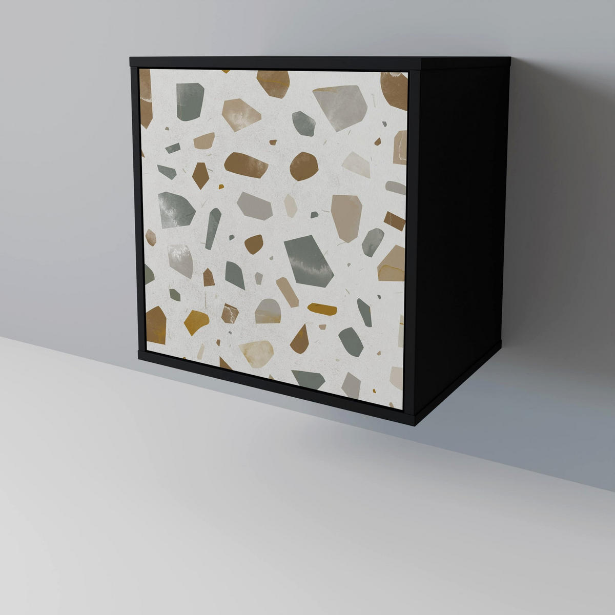 SIDEBOARD PIECES OF TOMORROW, Schwarz, 57,5x42x67,5 cm, Schwarze Metall-Rahmenfüße - Multicolor/Schwarz, Holzwerkstoff/Metall (57.5/67.5/42cm) - SpaceRebels