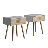 NACHTTISCH Holk Weiß/Kiefer 40 x 47 cm 2-er Set - Weiß/Kieferfarben, Holzwerkstoff (40/47/30cm) - Vicco