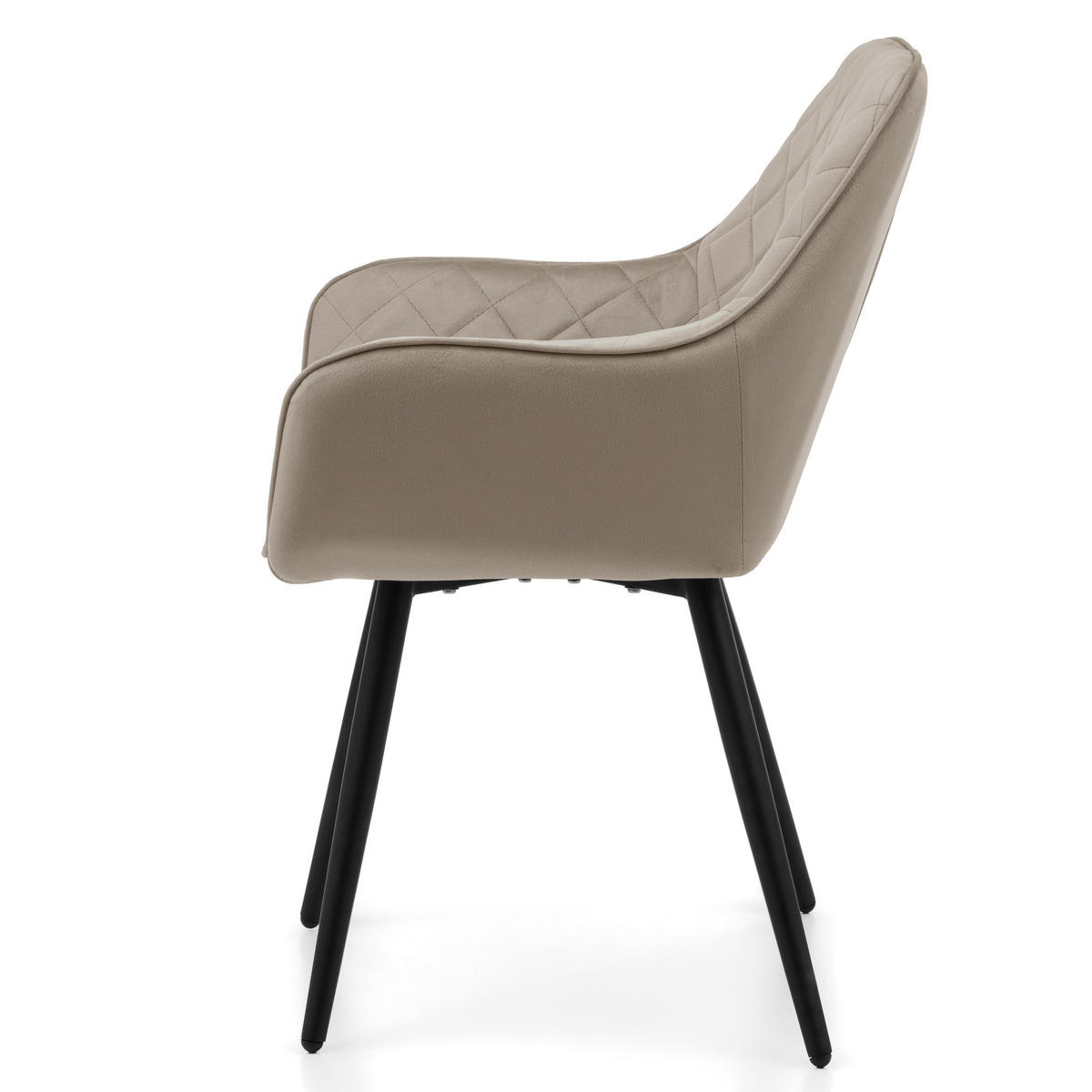 STUHL COLIN gespolsterter mit Steppung - dunkelbeige - Samt Velours - Beige/Schwarz, Textil/Metall (58/87/61cm) - NEW HOME