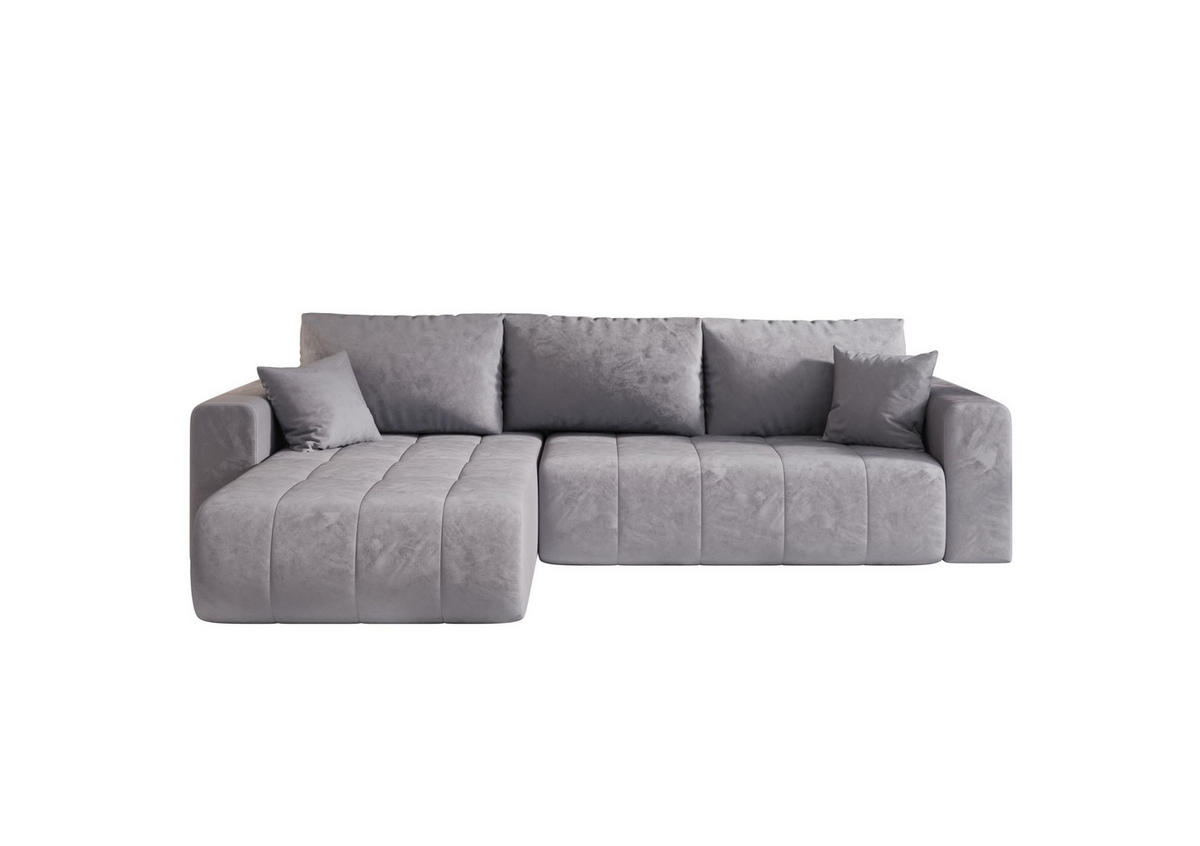 ECKSOFA mit Schlaffunktion MILO L Monolith 70 Links - Hellgrau, Textil (280/175cm) - Bedante