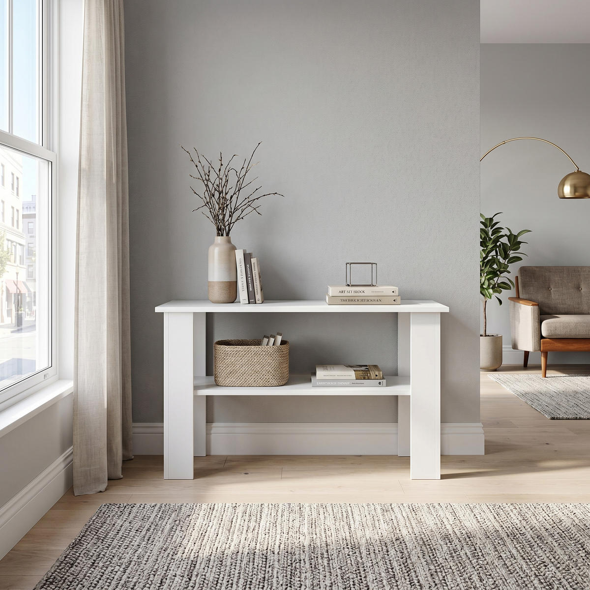 COUCHTISCH ALBANO 100 cm Weiß - Weiß, Holzwerkstoff (55/100/58cm) - MASSENO