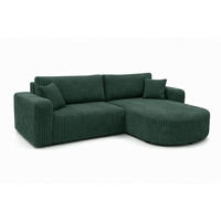 ECKSOFA Mit Schlaffunktion, Cordstoff Tilia, Grün, Rechts, ROUND ONE - Grün, Holz (244/175cm) - Kaiser Möbel