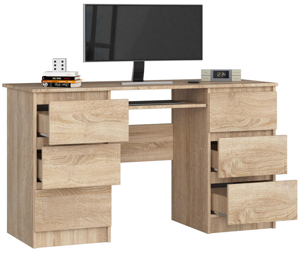 SCHREIBTISCH Sonoma-Eiche 135x50x77 cm - Sonoma Eiche, Holzwerkstoff (50/135/77cm) - Akord