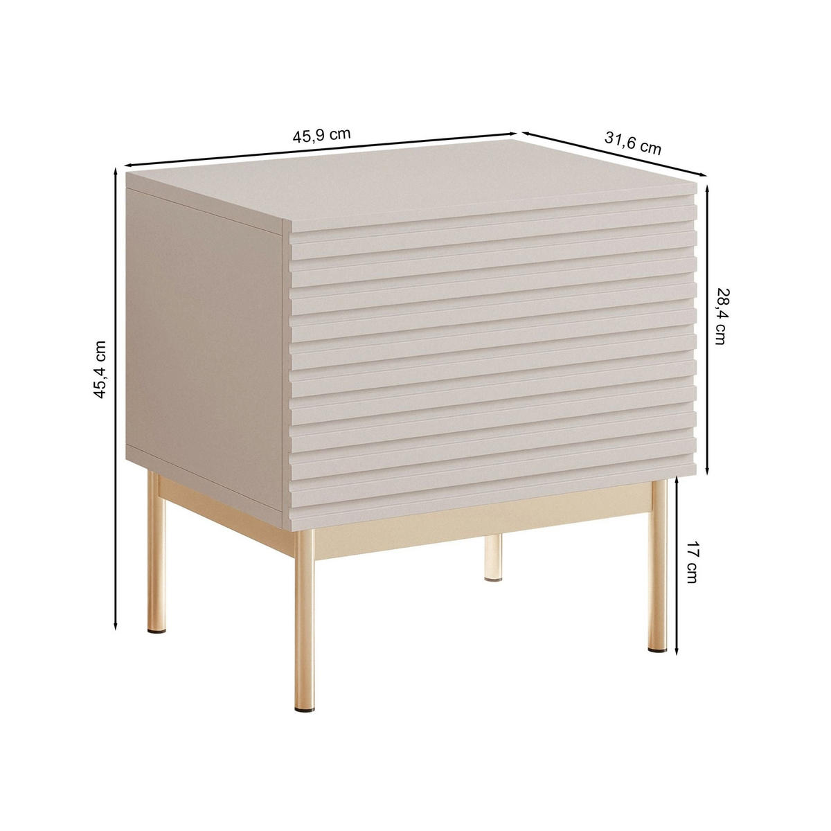 NACHTTISCH Linearis Kaschmirgrau 46 cm - Taupe/Goldfarben, Holzwerkstoff (35.9/45.4/31.6cm) - Selsey
