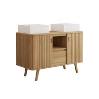 DOPPELWASCHTISCH - 120 cmcm x 55 cmcm - Holz, Platte - Naturfarben Hell - WAMENA - Naturfarben, Holz (120/80/55cm) - Vente-Unique