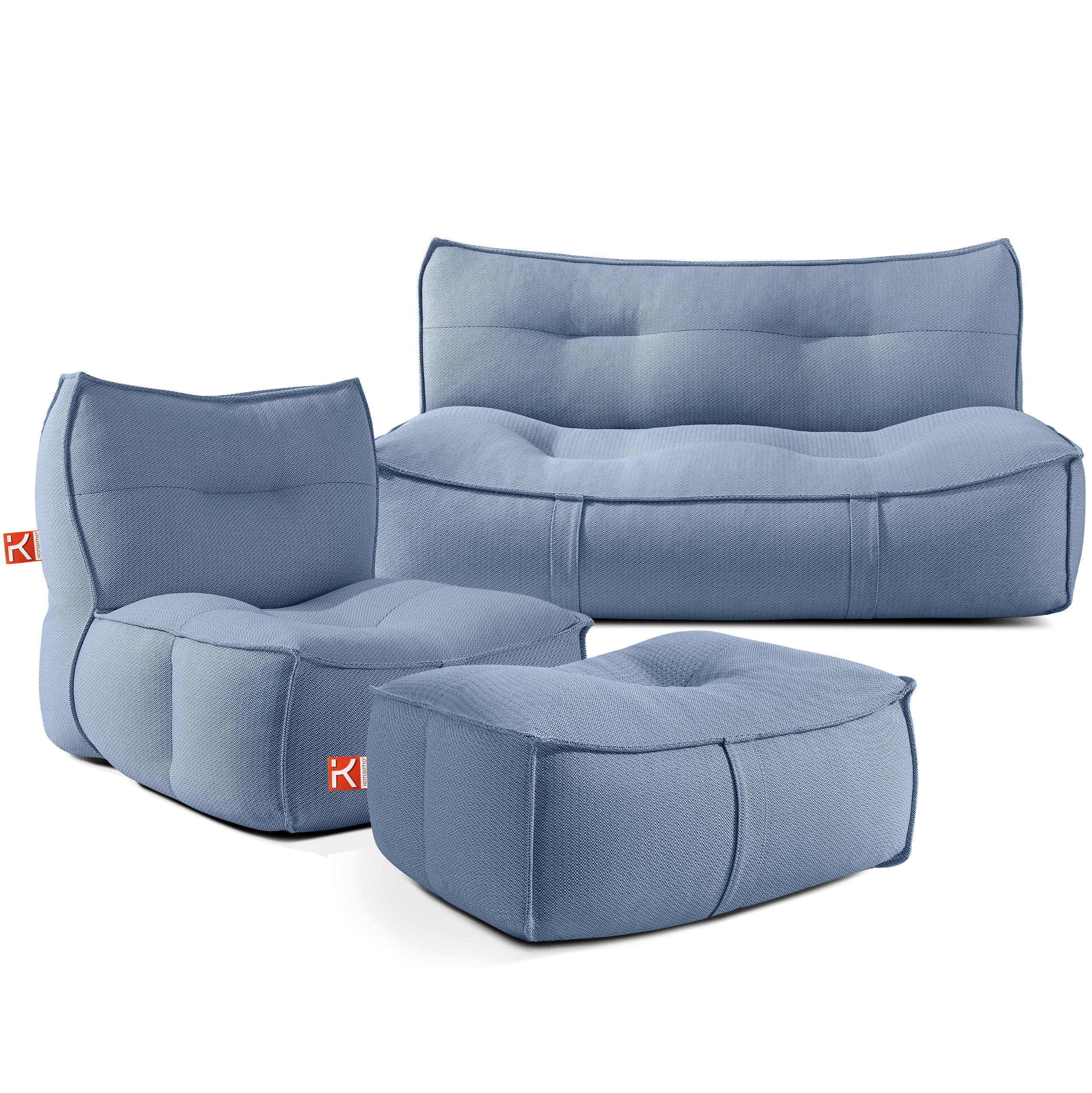 GARTENLOUNGE-SET LOVIA, Möbel-Set, Marineblau/Weiß - Dunkelblau, Textil - KONSIMO®