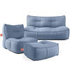 GARTENLOUNGE-SET LOVIA, Möbel-Set, Marineblau/Weiß - Dunkelblau, Textil - KONSIMO®