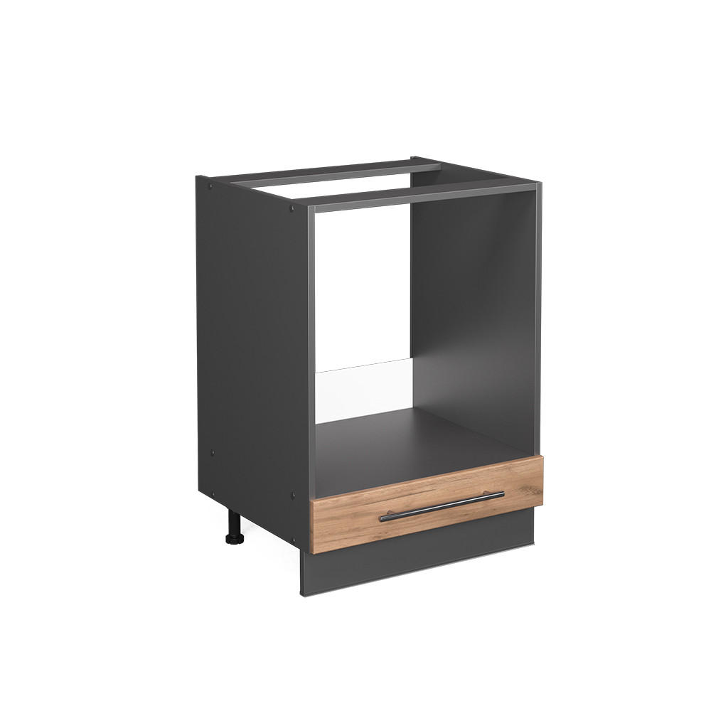 HERDUMBAUSCHRANK Fame-Line Goldkraft Eiche 60 cm ohne AP - Anthrazit/Eiche Wotan, Holzwerkstoff (60/82/51.6cm) - Vicco