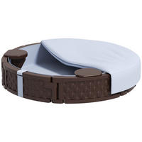 SANDKASTEN Runde Sandkiste für bis zu 3 Kinder, mit 3 Sitzen, Dunkelblau - Braun, Kunststoff (120/120/22cm) - AIYAPLAY