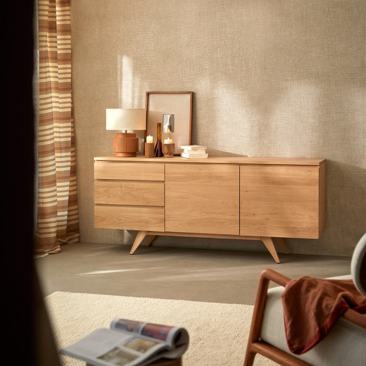 SIDEBOARD Esmée Natur aus Eiche - Naturfarben, Holz (177/76/45cm) - Tikamoon