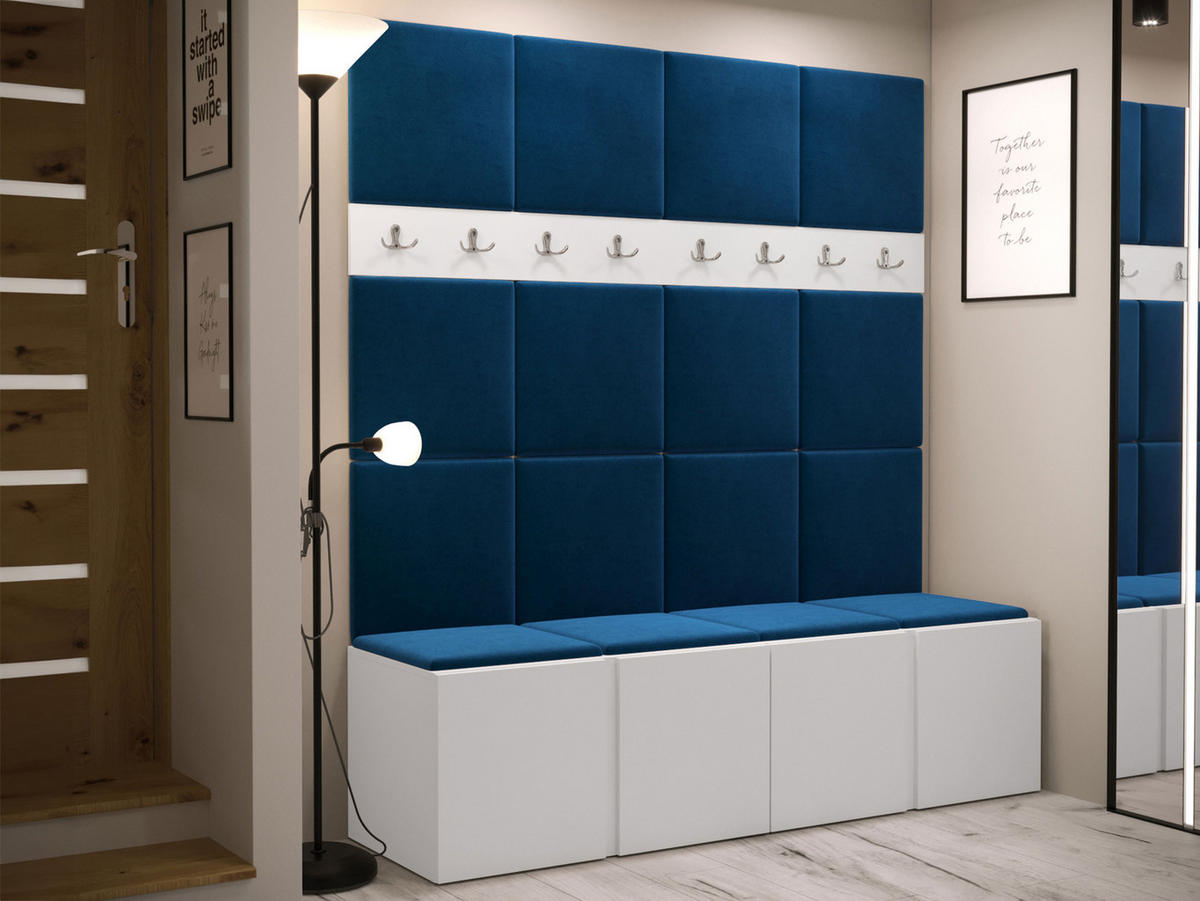 GARDEROBEN-SET Orion V - Blau/Weiß, Holzwerkstoff/Kunststoff (168/186/46cm) - MIRJAN24