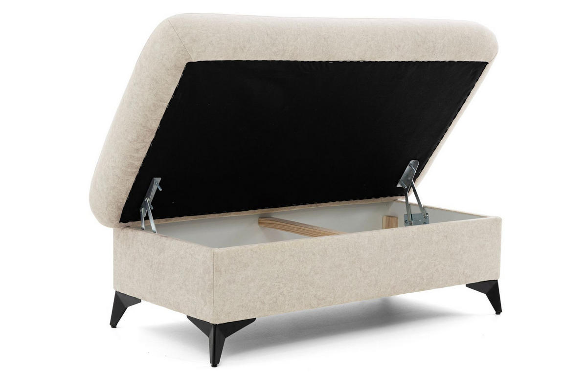 POUF PLAZA 115 x 67 cm Velours Beige - Beige/Schwarz, Holz/Textil (115/43/67cm) - Muffo