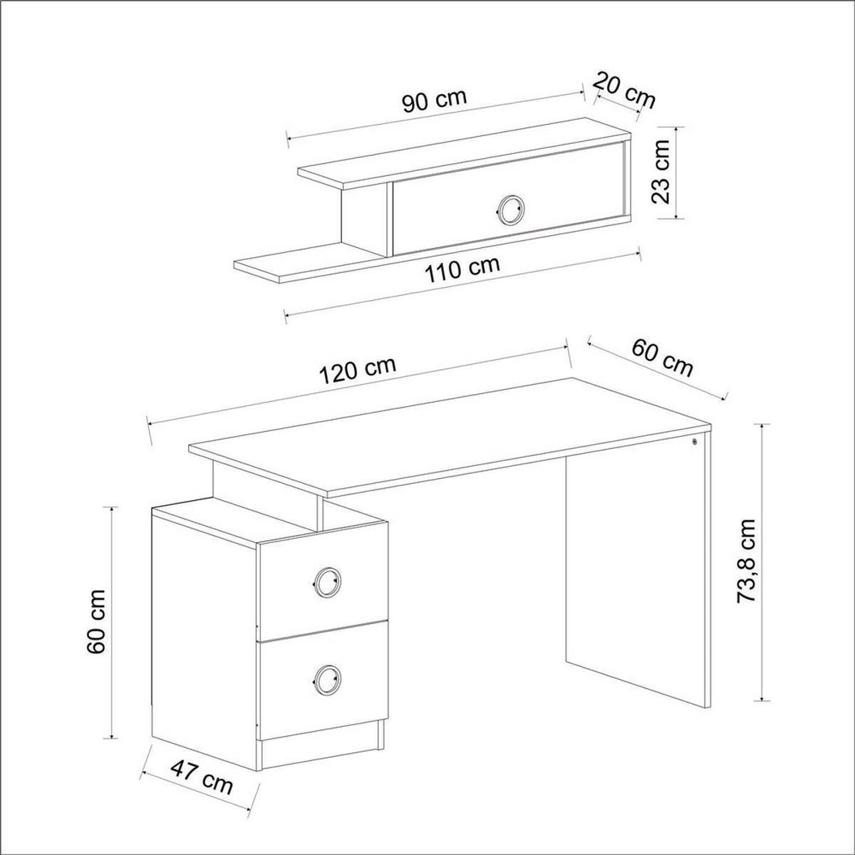 SCHREIBTISCH Kompakt Anthrazit Walnuss 9758 - Anthrazit/Walnussfarben, Holzwerkstoff (60/120/73.8cm) - moebel17