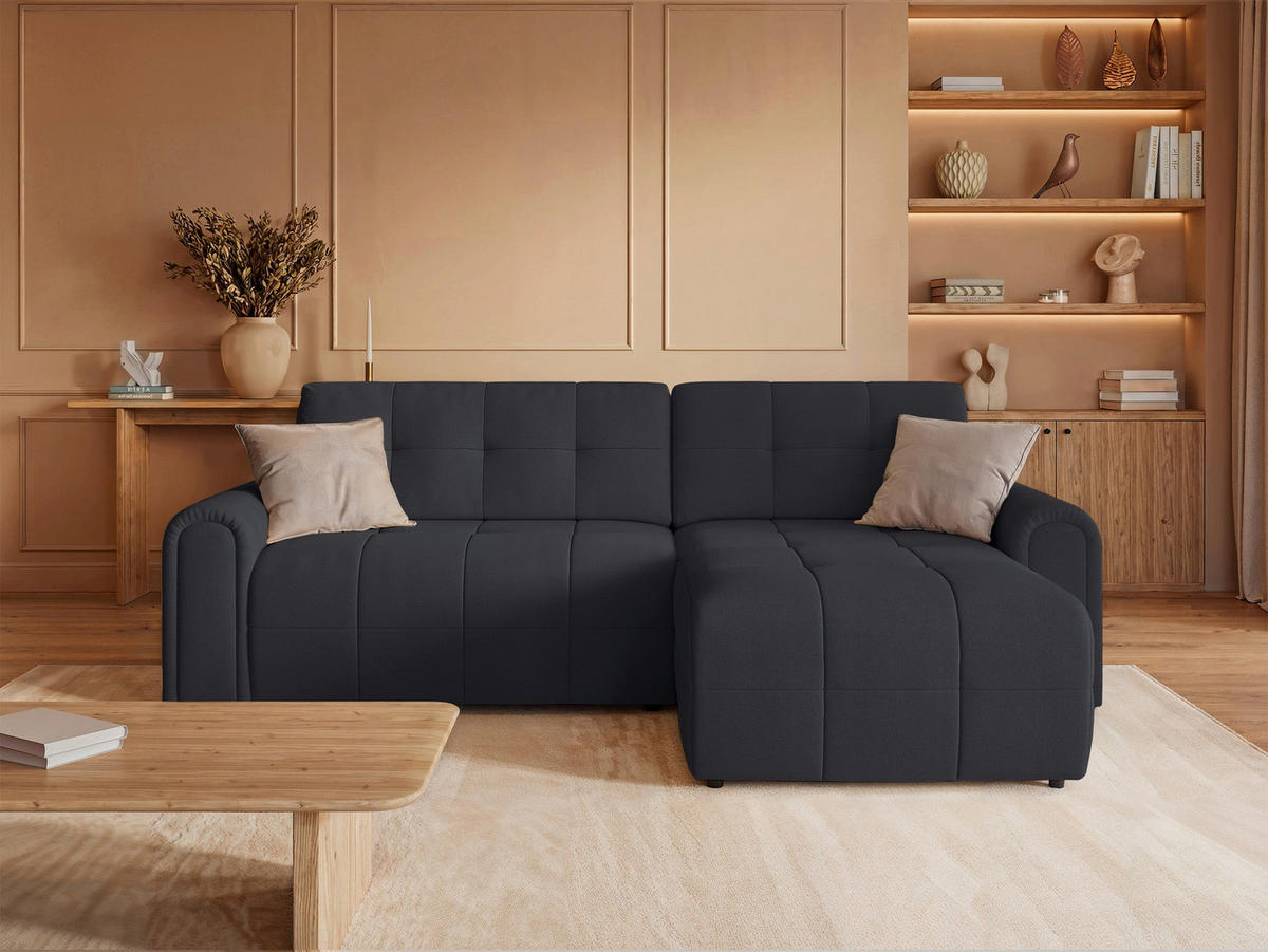 ECKSOFA Simolla Anthrazit rechts - Dunkelgrau/Schwarz, Kunststoff/Textil (180/268cm) - Selsey