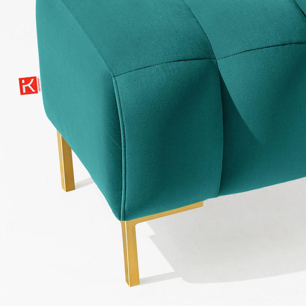 SITZHOCKER Polsterhocker PECCO, Veloursstoff - Blau/Goldfarben, Holz/Textil (60/50/50cm) - KONSIMO®