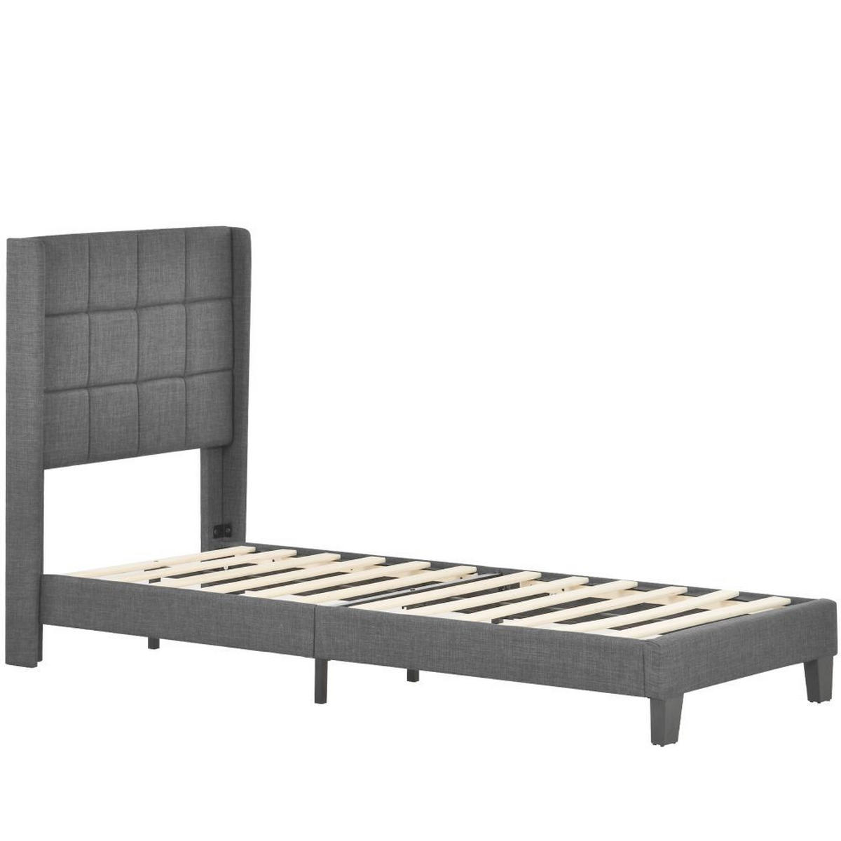 POLSTERBETT 90/200 cm in Grau - Grau, Holz/Textil (90/200cm) - KOMHTOM