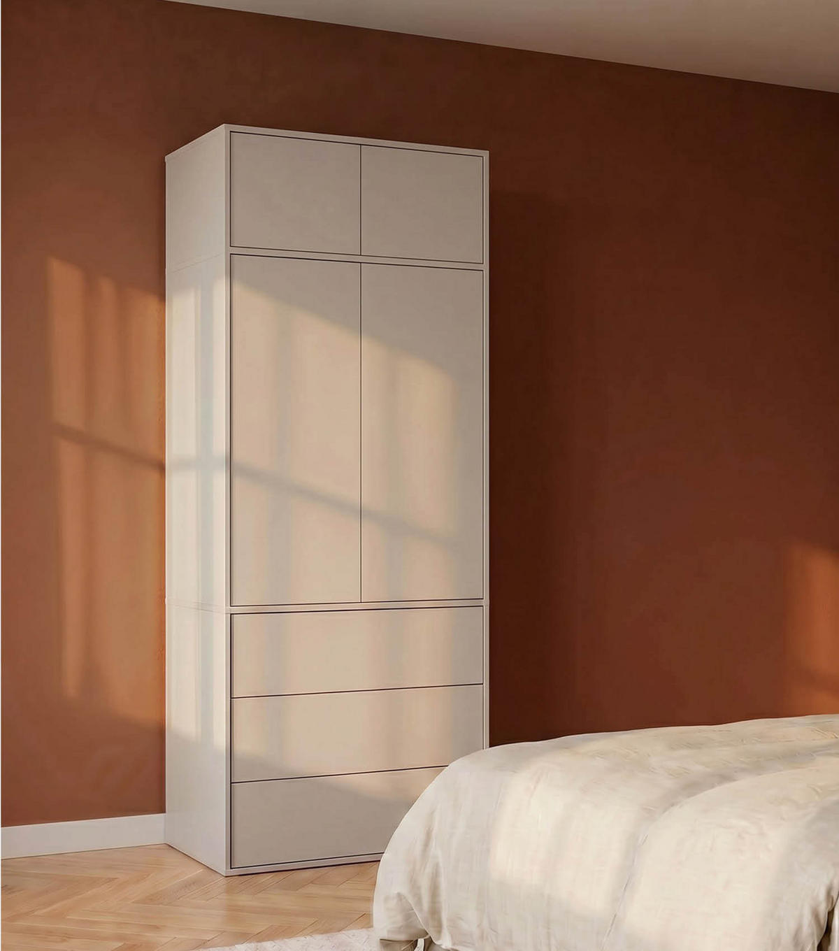 KLEIDERSCHRANK Der Robe - Beige, Holzwerkstoff (90/234/58cm) - Mokebo