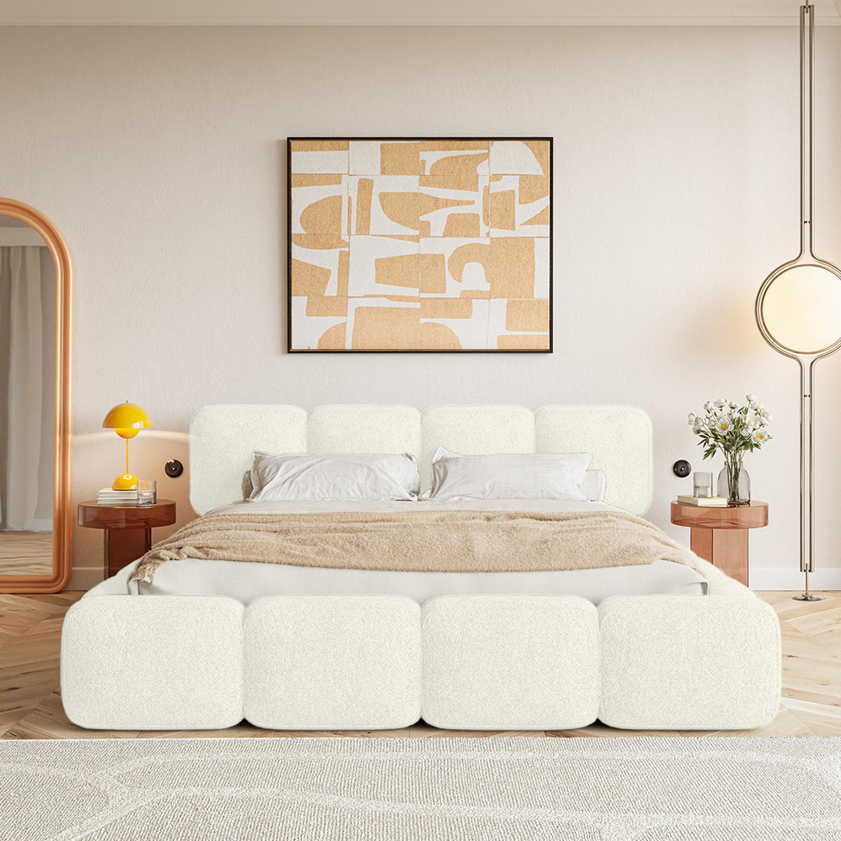 POLSTERBETT BALMONTE 140x200 cm, Weiß - Weiß, Textil (200/140cm) - Fedve