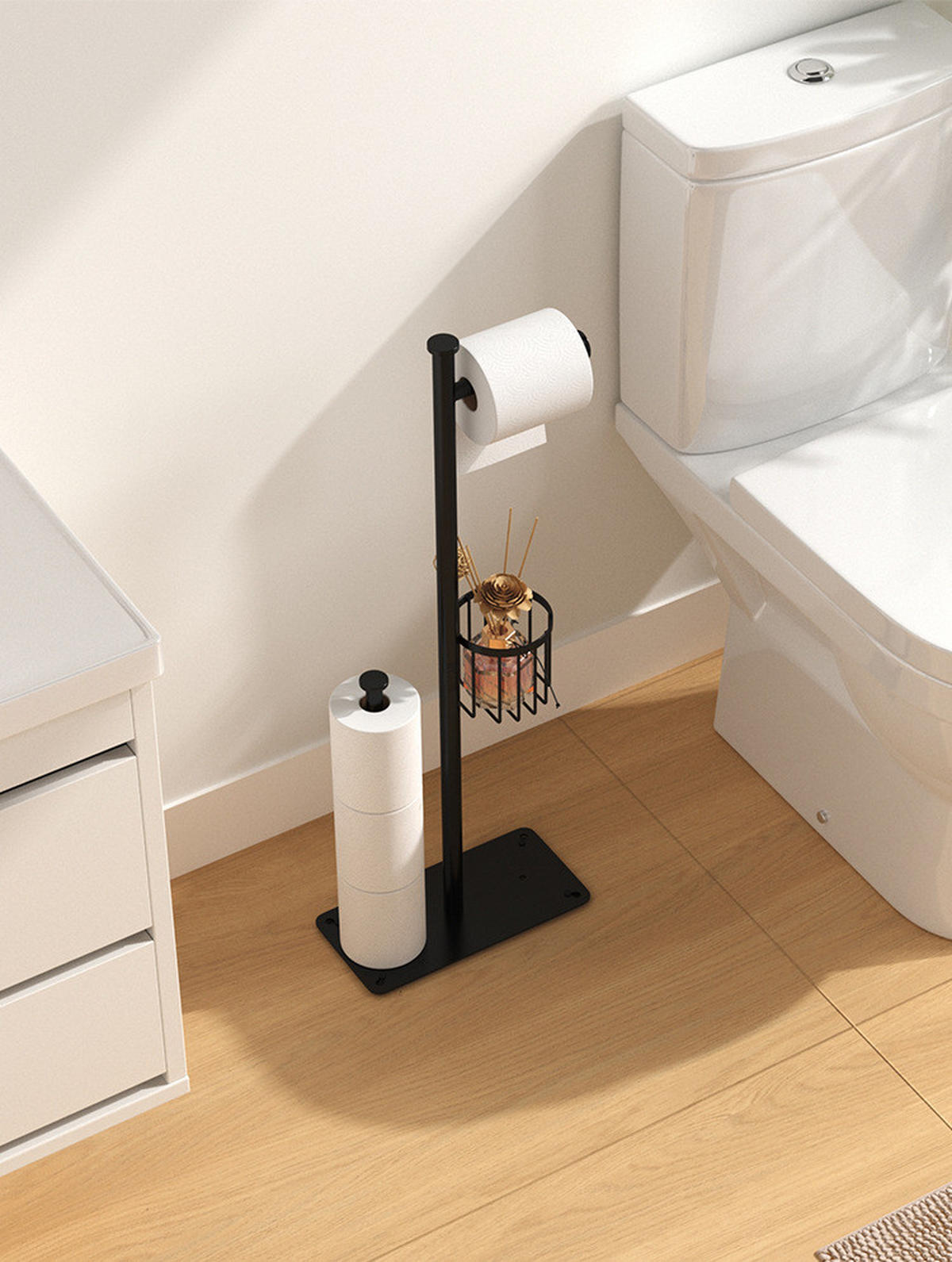 TOILETTENBÜRSTENHALTER – (Schwarz) 24 x 12 x 66 cm - Schwarz, Metall (12/66/24cm)