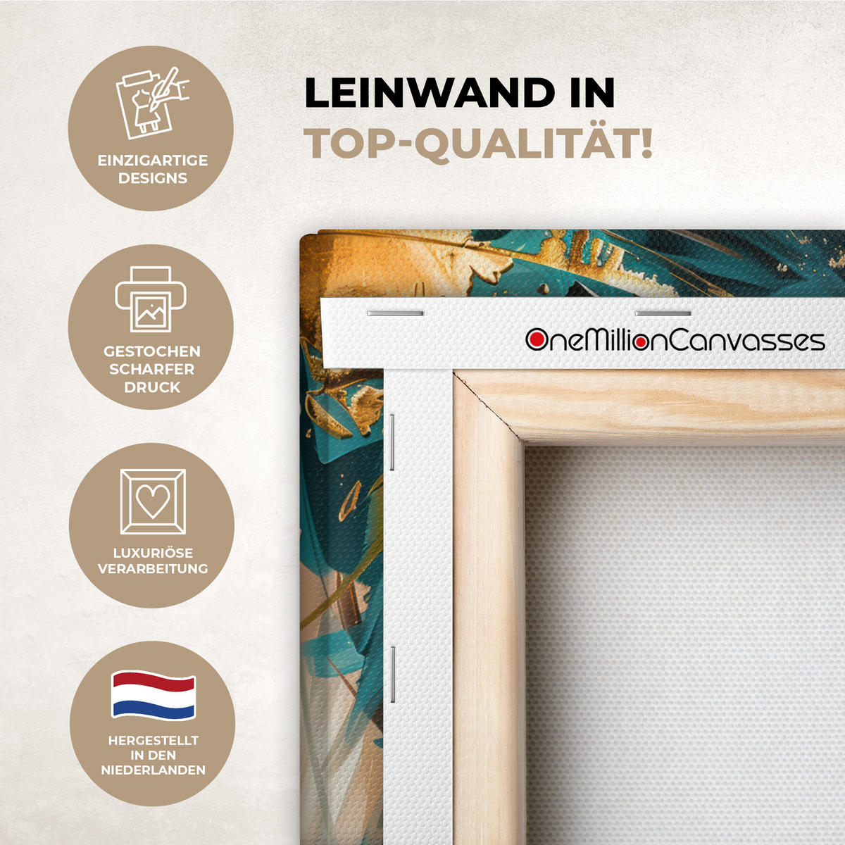 LEINWANDBILD - Frau - Porträt - Gold - Luxus - Blau - 20x30 - Bilder - Türkis, Textil (20/30cm) - MuchoWow