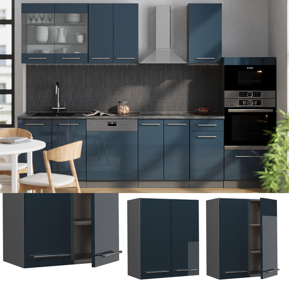 HÄNGESCHRANK Fame-Line Dunkelblau Hochglanz 60 cm - Anthrazit/Dunkelblau, Holzwerkstoff (60/72/34.1cm) - Vicco