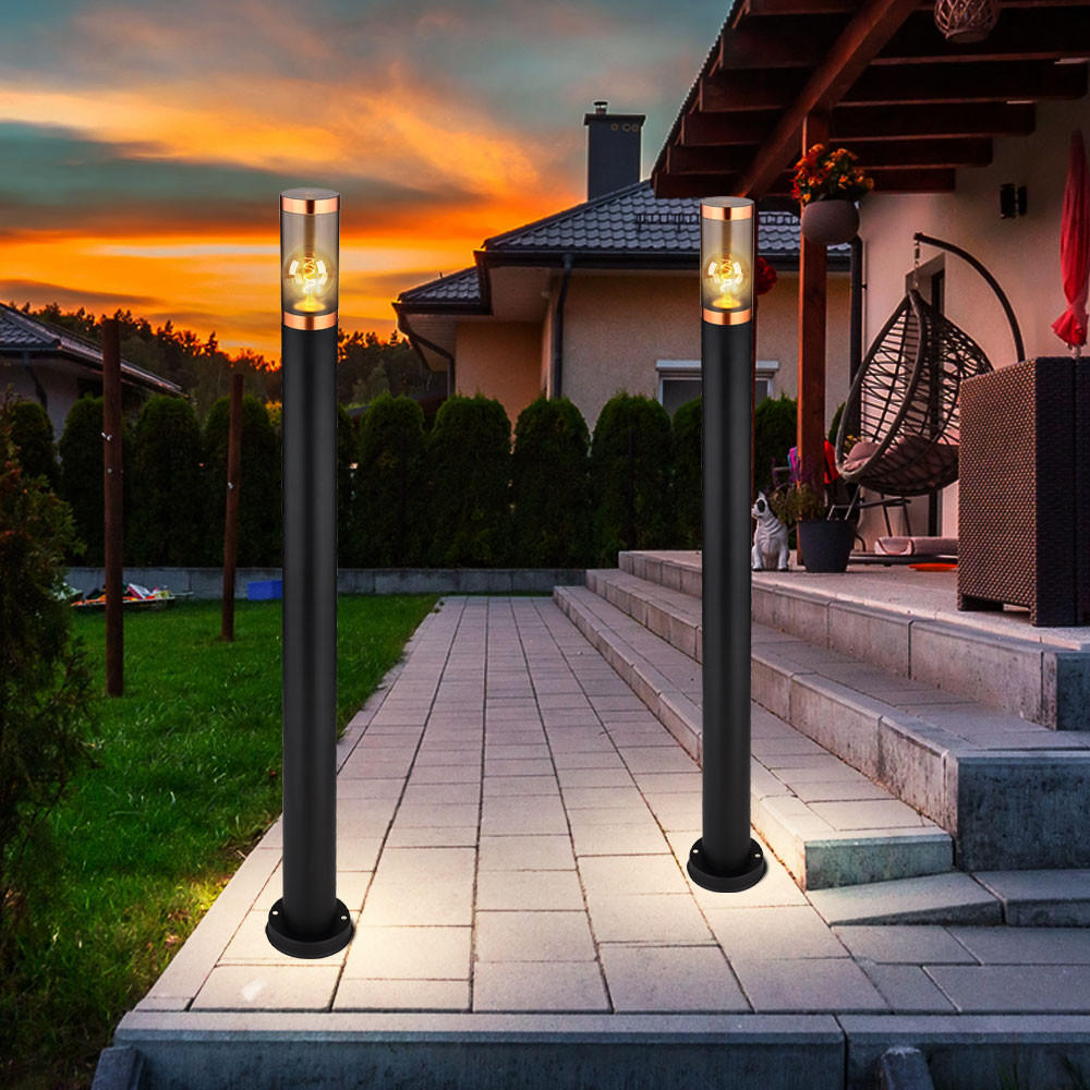 WEGELEUCHTE Edelstahl Schwarz Kupfer 2er Set - Schwarz, Metall (12.7/12.7/110cm)