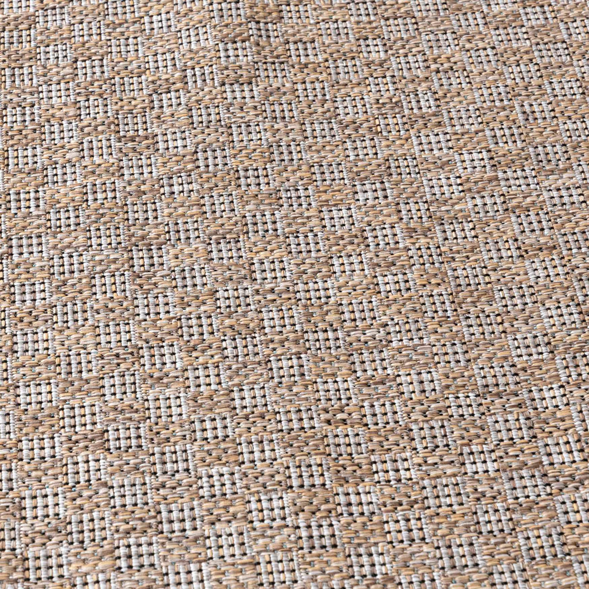 TEPPICH Braun In-Outdoor Geometrisch, Einfarbig - Rund,Kurzflor,Modern,Minimalistisch - 150 x 150 cm - Creme/Braun, Textil (150/150cm) - Mazovia