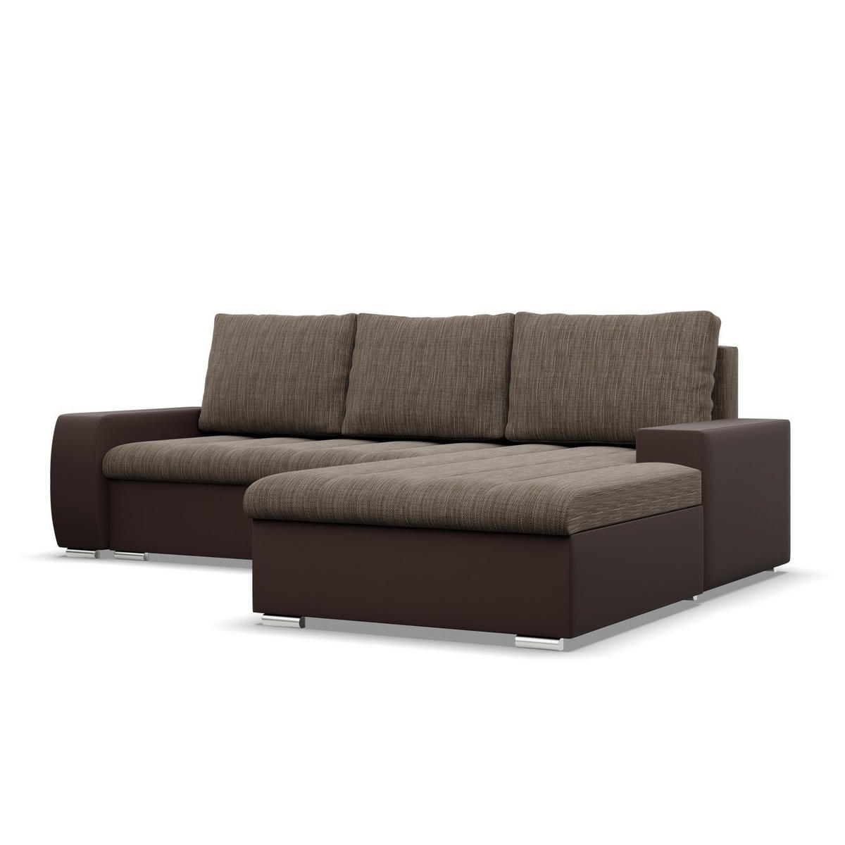ECKSOFA MIT SCHLAFFUNKTION AURORA RECHTS, Braun + Braun - Braun, Textil (243/200cm)