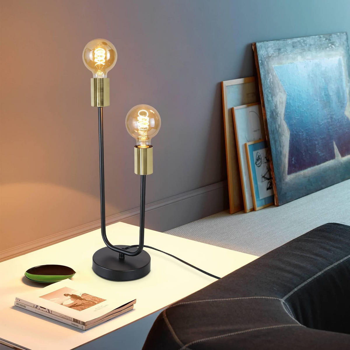 TISCHLEUCHTE Torskk 44.0/14.0/17.0 cm - Schwarz, Metall (17/44/14cm) - ZMH