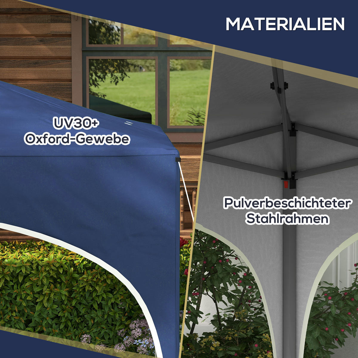FALTPAVILLON, Weiß, Oxford-Polyester, Stahl - Blau, Metall (295/255/295cm) - Outsunny